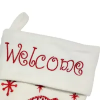 15.75'' Red and White Welcome Snowman Embroidered Christmas Stocking