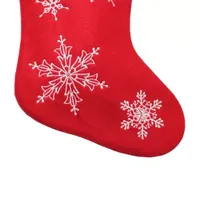 16'' Red and White Merry Christmas Snowflake Embroidered Christmas Stocking