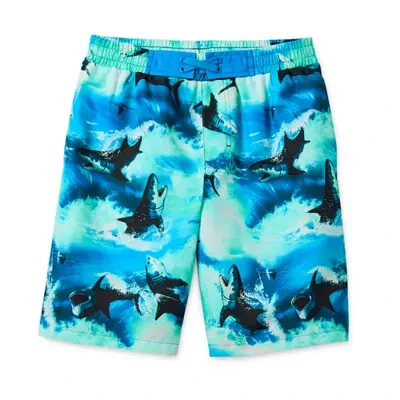 Thereabouts Little & Big Boys At The Knee Boxer Brief Lined Animal Board Shorts