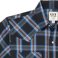 Ely Cattleman Textured Plaid Big and Tall Mens Short Sleeve Western Shirt