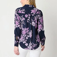 Liz Claiborne Plus Womens Long Sleeve Regular Fit Button-Down Shirt