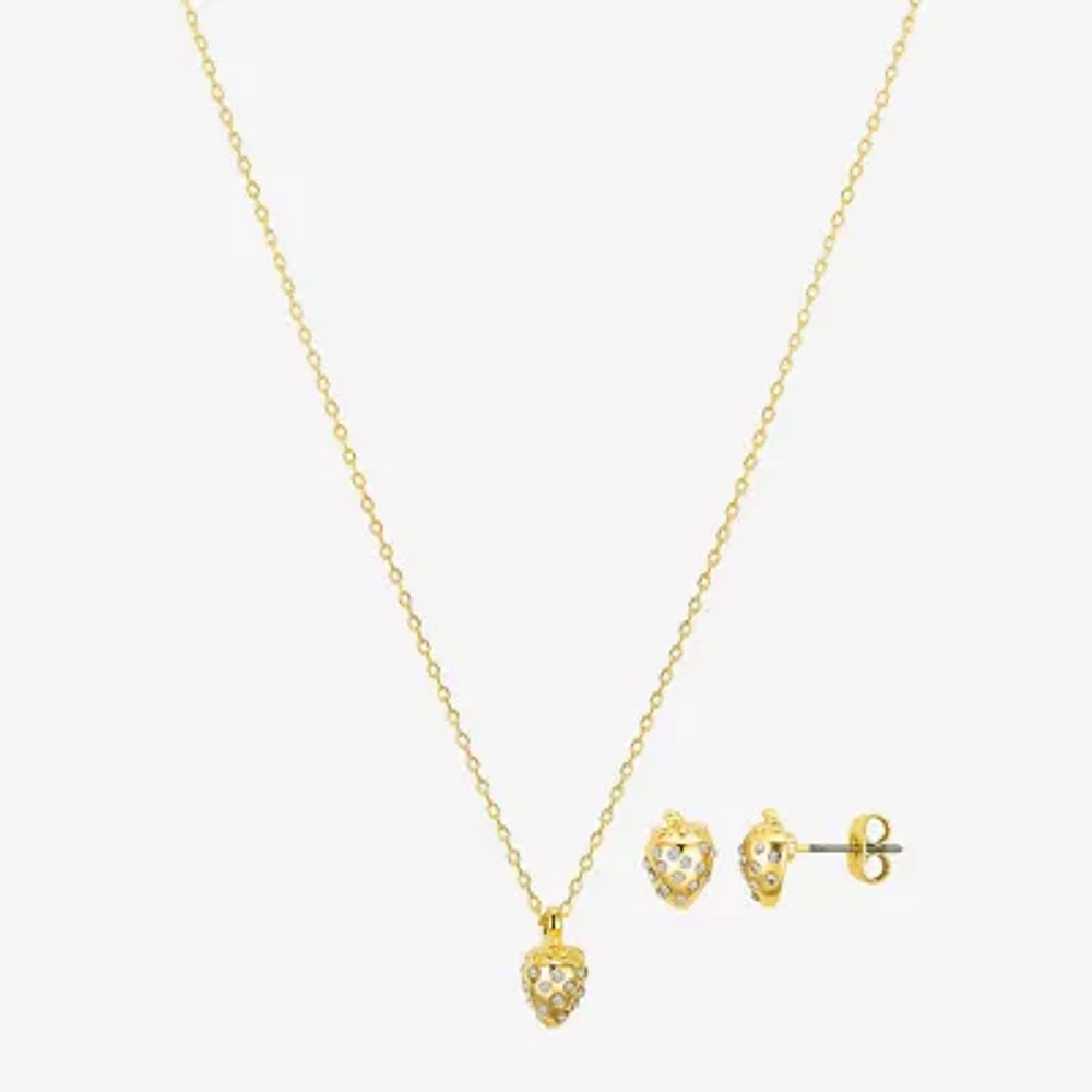 Bijoux Bar Delicates Strawberry Crystal Gold Tone Round 2-pc. Jewelry Set