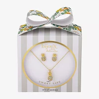 Bijoux Bar Delicates Pineapple Crystal Gold Tone 2-pc. Jewelry Set