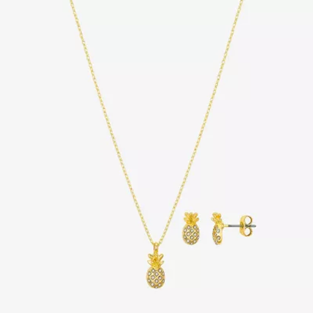 Bijoux Bar Delicates Pineapple Crystal Gold Tone 2-pc. Jewelry Set
