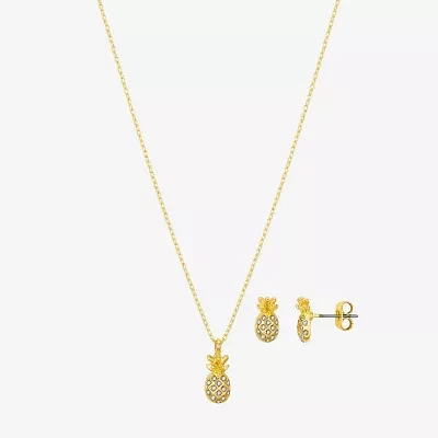 Bijoux Bar Delicates Pineapple Crystal Gold Tone 2-pc. Jewelry Set