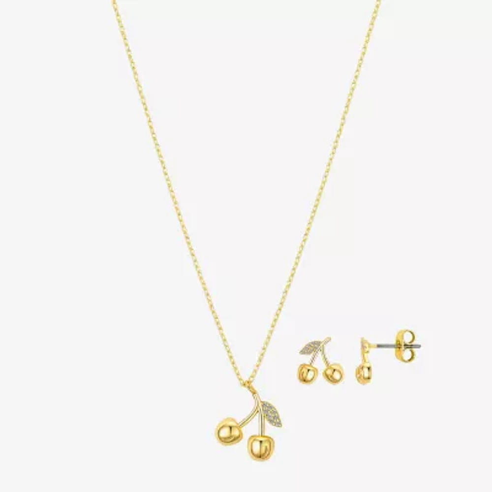 Bijoux Bar Delicates Crystal Gold Tone Cherries 2-pc. Jewelry Set