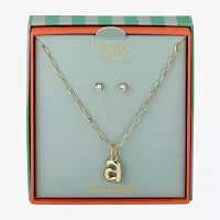 Bijoux Bar Delicates Gold Tone  Initial Womens 2-pc. Jewelry Set