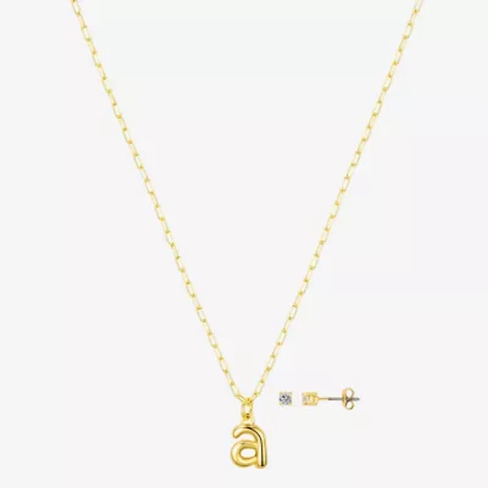 Bijoux Bar Delicates Gold Tone Initial Womens 2-pc. Jewelry Set