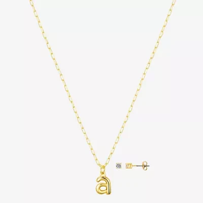 Bijoux Bar Delicates Gold Tone  Initial Womens 2-pc. Jewelry Set