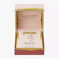 Footnotes Mom Cubic Zirconia Sterling Silver 16 Inch Cable Heart Pendant Necklace