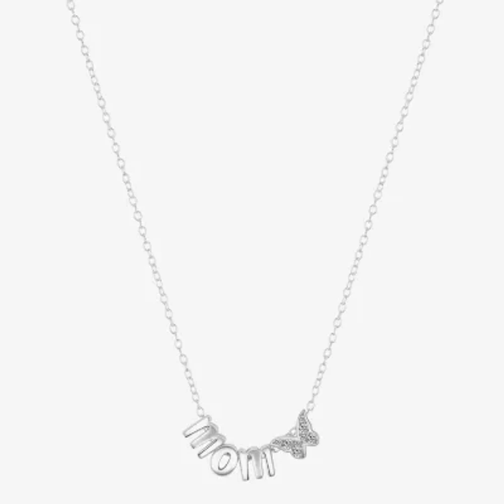 Footnotes Mom Cubic Zirconia Sterling Silver 16 Inch Cable Butterfly Strand Necklace