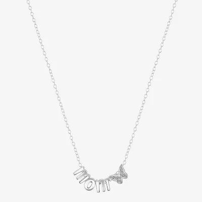 Footnotes Mom Cubic Zirconia Sterling Silver 16 Inch Cable Butterfly Strand Necklace