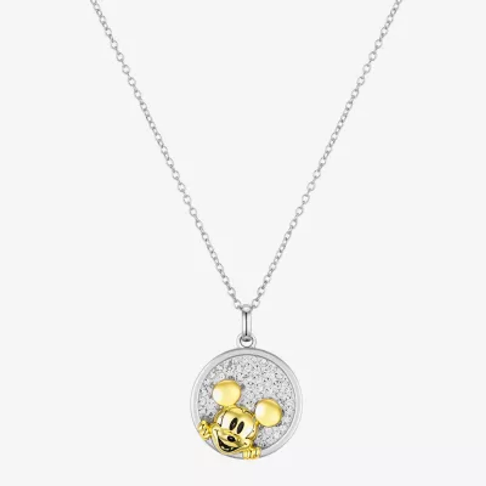 Disney Classics Womens Crystal 10K Gold Over Brass Pure Silver Over Brass Pendant Necklaces
