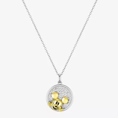 Disney Classics Womens Crystal 10K Gold Over Brass Pure Silver Over Brass Pendant Necklaces