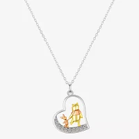 Disney Classics Womens Cubic Zirconia 10K Tri-Color Gold Over Brass Heart Pendant Necklaces