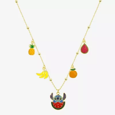 Disney Classics Fruit Crystal 10K Gold Over Brass 16 Inch Cable Lilo & Stitch Pendant Necklace