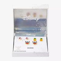 Disney Classics Fruit Pink Crystal Gold Tone 10K Gold Over Brass Lilo & Stitch 3 Pair Earring Set