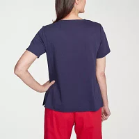 Alfred Dunner Land Of The Free Womens Round Neck Short Sleeve T-Shirt