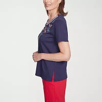 Alfred Dunner Land Of The Free Womens Round Neck Short Sleeve T-Shirt