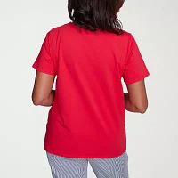 Alfred Dunner Land Of The Free Womens Keyhole Neck Short Sleeve T-Shirt