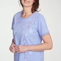 Alfred Dunner Santa Fe Womens Crew Neck Short Sleeve T-Shirt