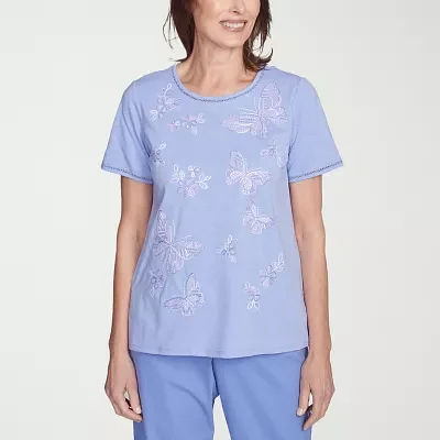 Alfred Dunner Santa Fe Womens Crew Neck Short Sleeve T-Shirt