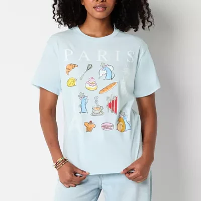 Juniors Disney Pixar Ratatouille Paris Boyfriend Tee Womens Crew Neck Short Sleeve Graphic T-Shirt