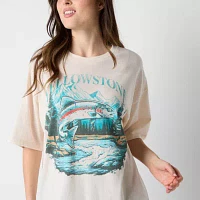 Juniors Yellowstone Oversized Tee Womens Crew Neck Short Sleeve Graphic T-Shirt