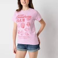 Juniors Seashore Club Sea Shells Boyfriend Tee Womens Crew Neck Short Sleeve Graphic T-Shirt