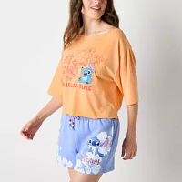 Juniors Lilo And Stitch The Movie Off Shoulder Womens Boat Neck Short Sleeve & Graphic T-Shirt