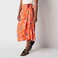 Lilo And Stitch The Movie Womens High Rise Midi Wrap Skirt-Juniors