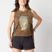 New World Juniors Def Leppard High N' Dry Fringe Tank Womens Crew Neck Sleeveless Graphic T-Shirt