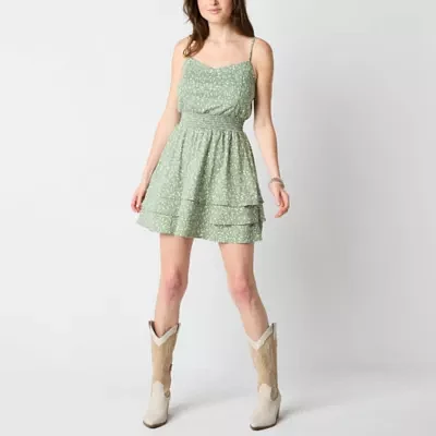Emerald Sundae Womens Sleeveless Abstract Fit + Flare Dress Juniors