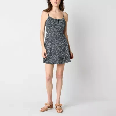 Emerald Sundae Womens Sleeveless Abstract Fit + Flare Dress Juniors