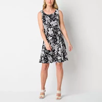 Perceptions Womens Floral Jacket Dress Petite