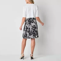 Perceptions Womens Floral Jacket Dress Petite