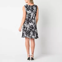 Perceptions Womens Floral Jacket Dress Petite