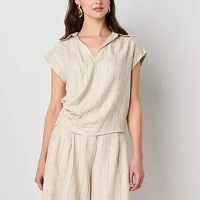 Worthington Womens Short Sleeve Wrap Shirt