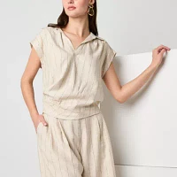 Worthington Womens Short Sleeve Wrap Shirt