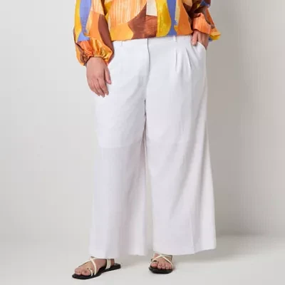 Worthington Plus Womens Relaxed Fit Cropped Pant