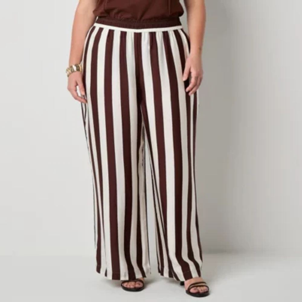 Worthington-Plus Womens Wide Leg Pull-On Pants