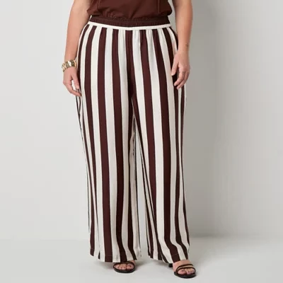Worthington-Plus Womens Wide Leg Pull-On Pants
