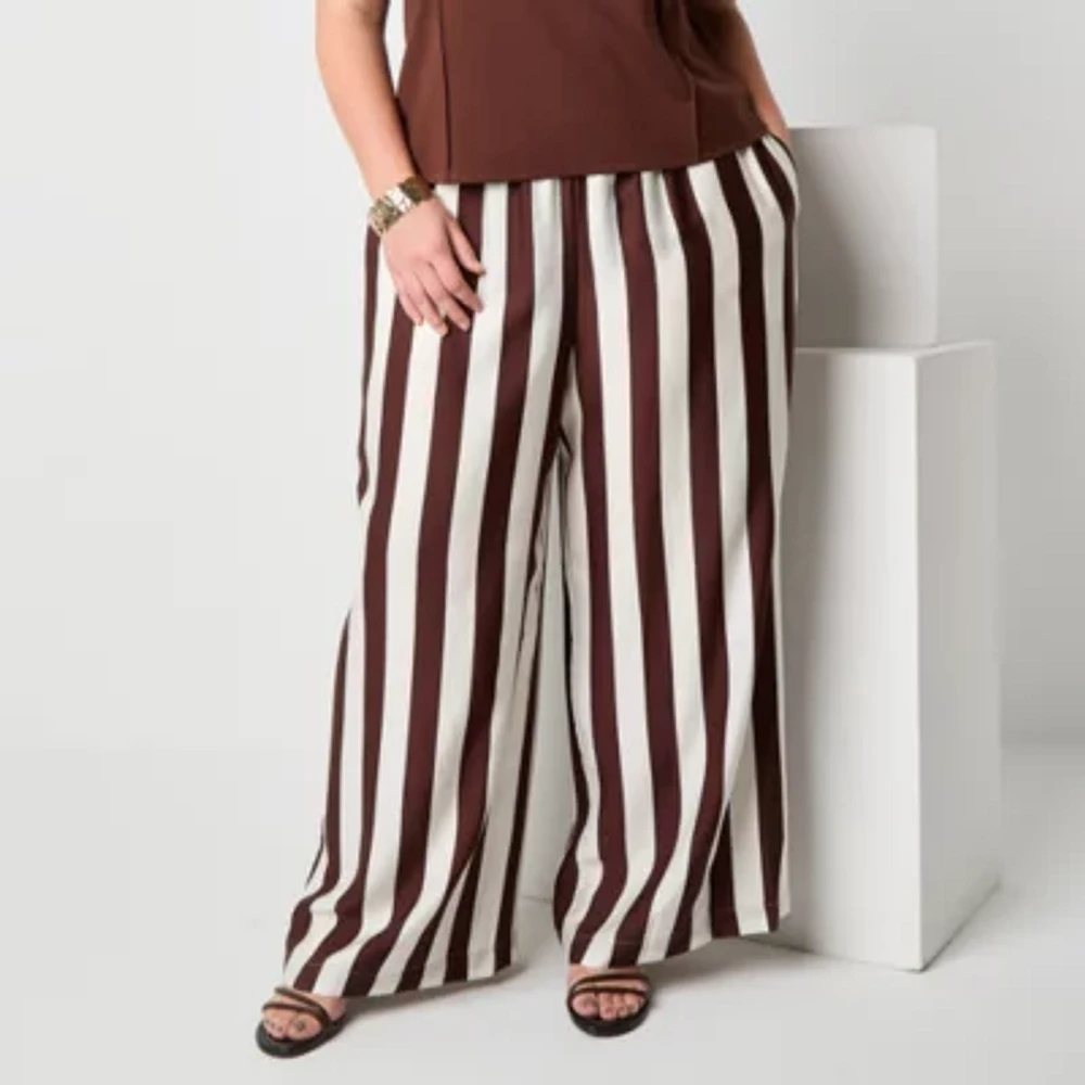 Worthington-Plus Womens Wide Leg Pull-On Pant