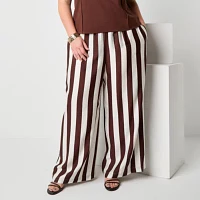 Worthington-Plus Womens Wide Leg Pull-On Pants