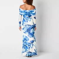 Premier Amour Off The Shoulder Womens Long Sleeve Floral Maxi Dress