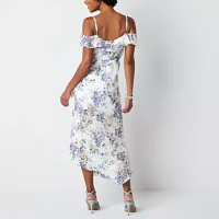 by&by Womens Floral High-Low Fit + Flare Dress Juniors