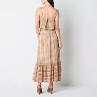 Melonie T Womens Sleeveless Striped Maxi Dress