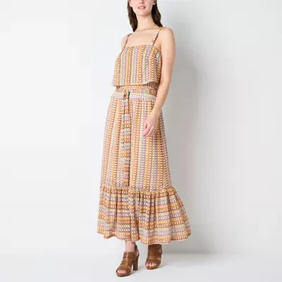 Melonie T Womens Sleeveless Striped Maxi Dress