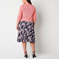 Perceptions Womens Floral Jacket Dress Plus