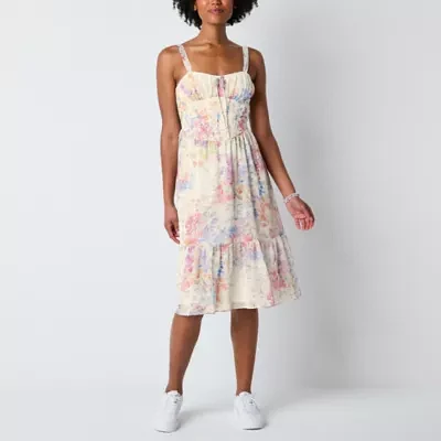 by&by Womens Floral Midi A-Line Dress Juniors